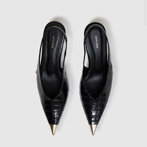 Anine Bing Black Croc-Patterned Heels